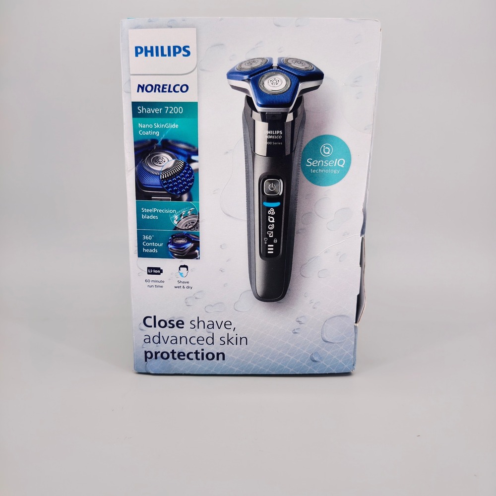 Philips Norelco Shaver 7200 Electric Razor SenseIQ Wet & Dry S7887/82 Blue/Black